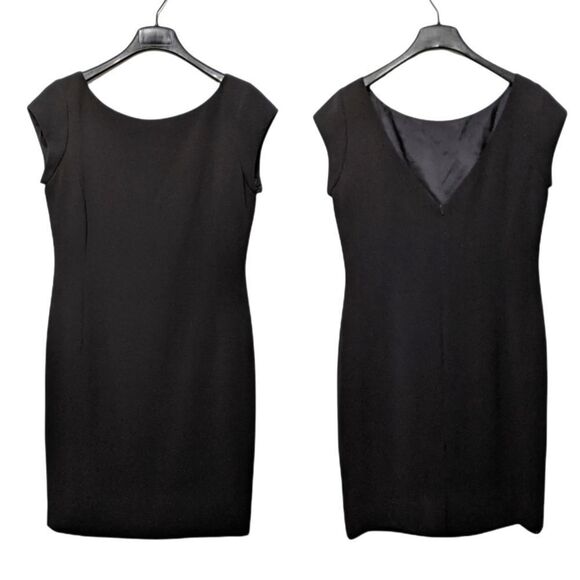 EMANUEL UNGARO Black Sheath V-Back Dress 12 - Picture 1 of 8